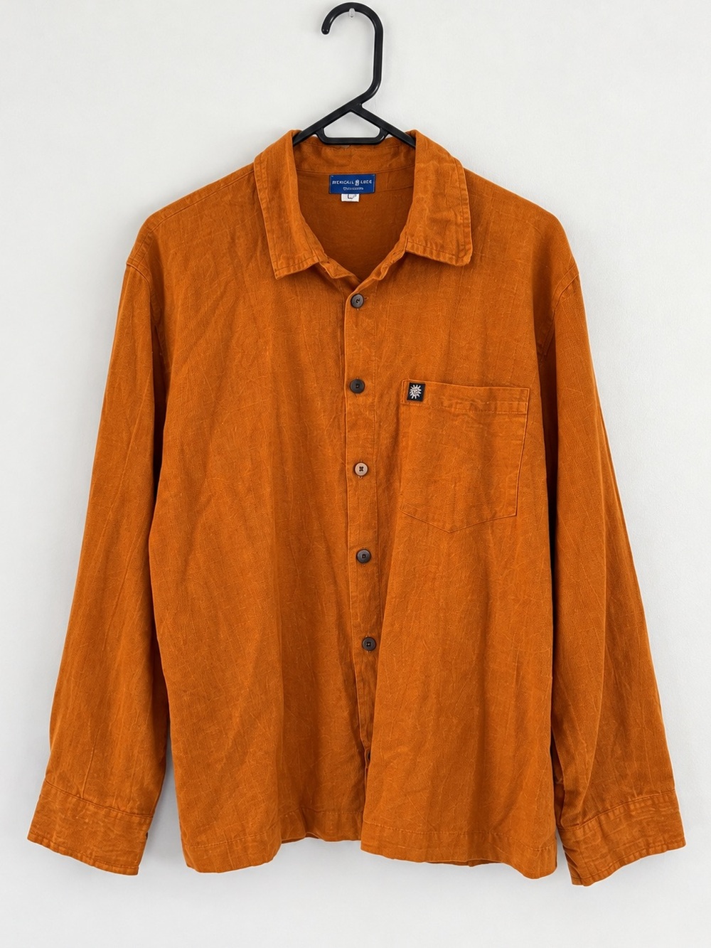 Men's Long-Sleeve Casual Button-Down Shirt in Burnt Orange